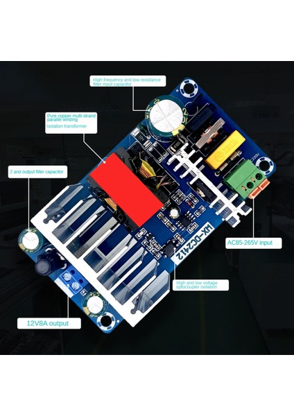 12V8A Yüksek Güç Anahtarlama Güç Kaynağı Kartı Ac-Dc Güç Kaynağı Modülü (Yurt Dışından)