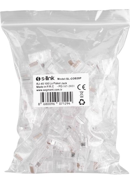 S-Lınk SL-COB20P Cat6 Ezrj-45 Yeni Nesil Utp Konnektör 100 Lü Kutu fiyatları
