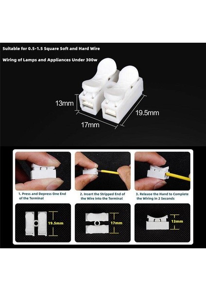 55 Adet Push Quick Wire Kablo Konnektörü, Kablo Konnektörü Kiti, Yaylı Tip Kablo ve Kablo Konnektörü Beyaz Terminal Bloğu (Yurt Dışından)