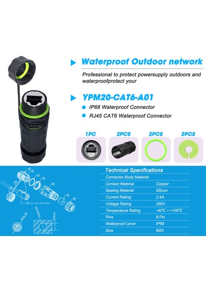 Yxy RJ45 Yerleştirme Konnektörü Ethernet Ağ Paneli Montajı Su Geçirmez IP68 Başlık Dış Mekan Geniş Bant Ağ Kablosu Genişletici (Yurt Dışından) fırsatları