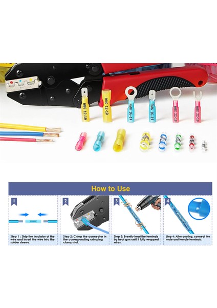 210PCS Isıyla Daralan Butt Konnektörleri, Deniz Sınıfı Elektrik Teli Konnektörleri Kiti, Kablo, Tekne, Kablolama Için (Yurt Dışından)