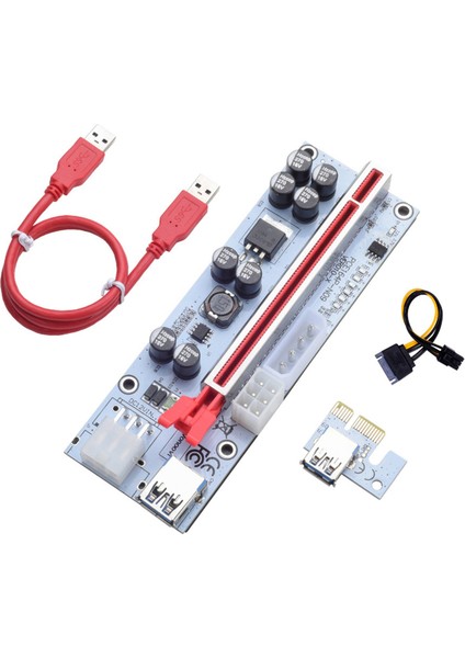 VER010X Pcıe Yükseltici Kart USB 3.0 Grafik Kartı Pcıe Adaptör Kablosu Pcıe 1x - 16X Genişletme Kartı VER010 (Beyaz + Kırmızı) (Yurt Dışından)