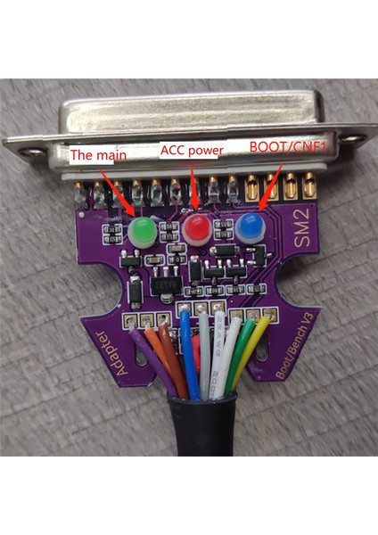 3 LED Işıklı Önyükleme Tezgahı Kablosu DB25 Ecu Tezgahı Pinout Kablosu Sm2 Pro J2534 Vcı Okuma ve Yazma Ecu Batt Vcc Klıne Can-L (Yurt Dışından)
