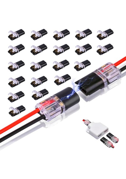 20 Adet Çift Kablolu Tak-Çıkar Konnektör, Takılabilir 2 Pin 2 Yollu LED Kablo Konnektörleri, Kilitli Tokalı Hızlı Kablo Konnektörleri (Yurt Dışından)