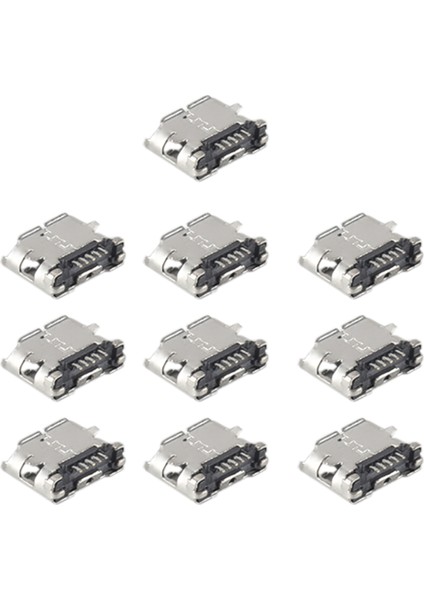 10 Adet Yedek Parça B Tipi Mikro USB Dişi Jack Konnektör Port Soketi (Yurt Dışından)