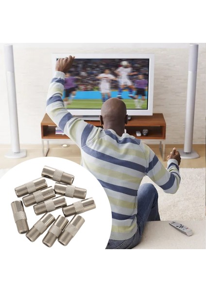10 Adet Düz Metal F Tipi Dişi Tv Pal Erkek Rf Konnektör Adaptörü (Yurt Dışından)