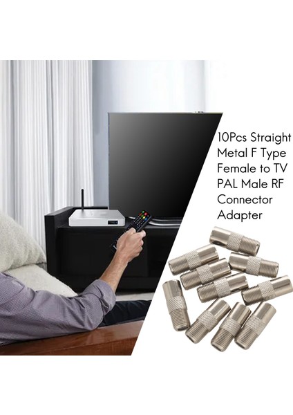 10 Adet Düz Metal F Tipi Dişi Tv Pal Erkek Rf Konnektör Adaptörü (Yurt Dışından)
