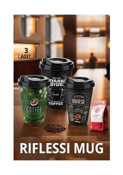 Mug Kahve Bardağı 3 Lü Set Riflessi Design