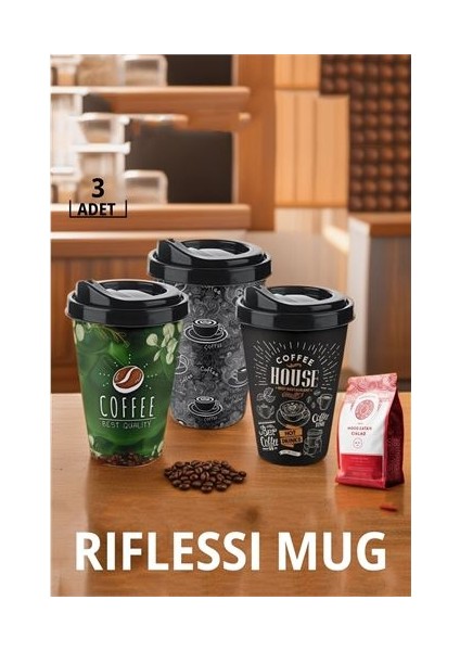Mug Kahve Bardağı 3 Lü Set Riflessi Design