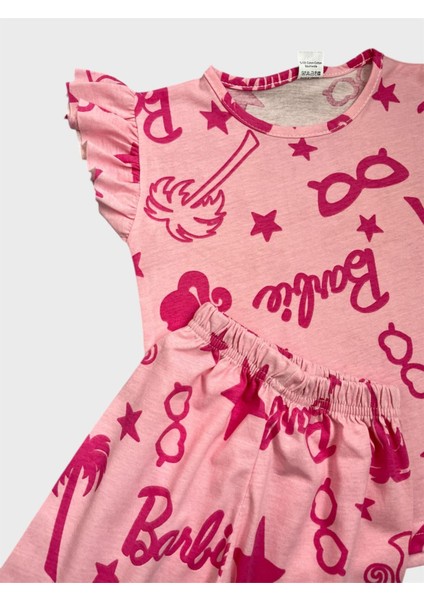 Kız Çocuk Pamuklu Pembe Palmiye Ağaç Gözlük Desenli Kısa Kollu Şortlu Yazlık Pijama Takımı fiyatları