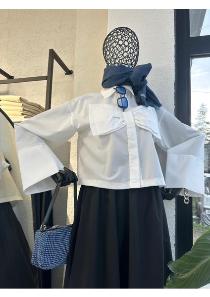 Fiyonk Detaylı Gömlek Beyaz