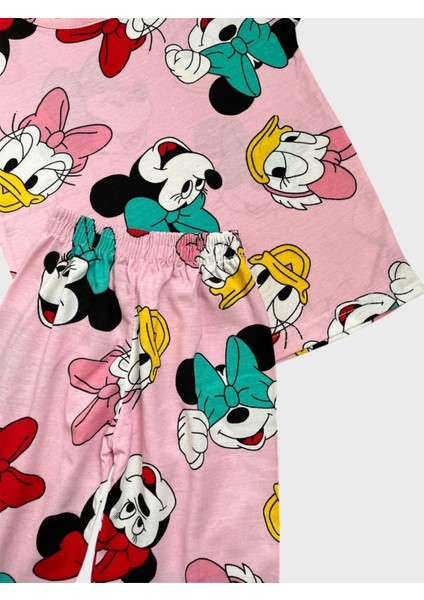 Kız Çocuk Pamuklu Pembe Sevimli Ördekler Desenli Kısa Kollu Şortlu Yazlık Pijama Takımı fiyatları