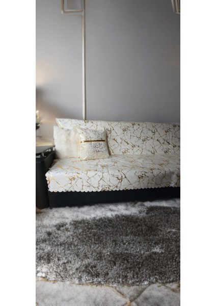 Koltuk Örtüsü Varakli Desen Özel Kaymaz Taban Süngerli ( 1 Ad ) Ölçüm 160X200 cm Çekyat Örtüsü Altin modelleri
