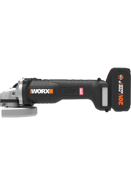 WX813 20VOLT 4.0AH. Li-Ion Tek Akülü 115MM Kömürsüz Profesyonel Şarjlı Avuç Taşlama