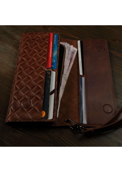 Hasır Örgülü Şık ve Fonksiyonel Deri Cüzdan ve Kartlık Universal Telefon Kılıfı fiyatları