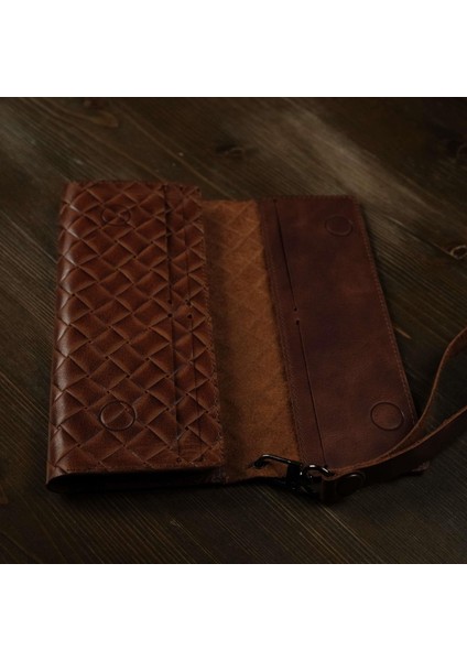 Hasır Örgülü Şık ve Fonksiyonel Deri Cüzdan ve Kartlık Universal Telefon Kılıfı indirimleri