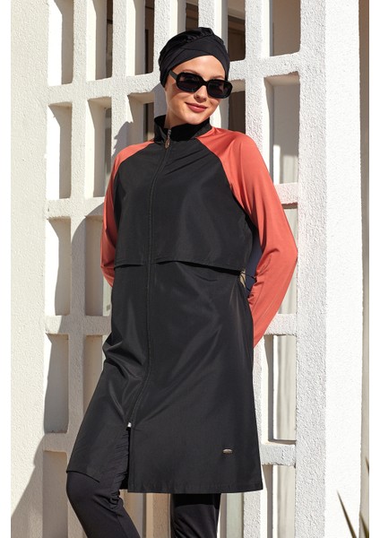 Reglan Kol Tam Kapalı Tesettür Mayo Debbıe 1405 Tarçın
