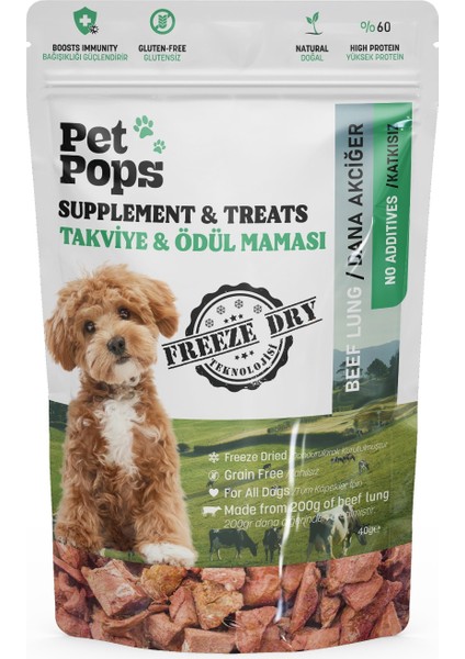 Köpekler İçin Takviye & Ödül Maması - Dana Ciğer / Doğal / Freeze Dry