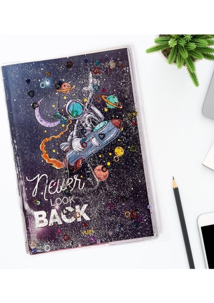 Simli ve Sulu Kapaklı Desenli A5 Defter