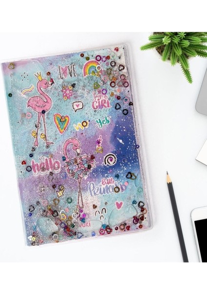 Simli ve Sulu Kapaklı Desenli A5 Defter