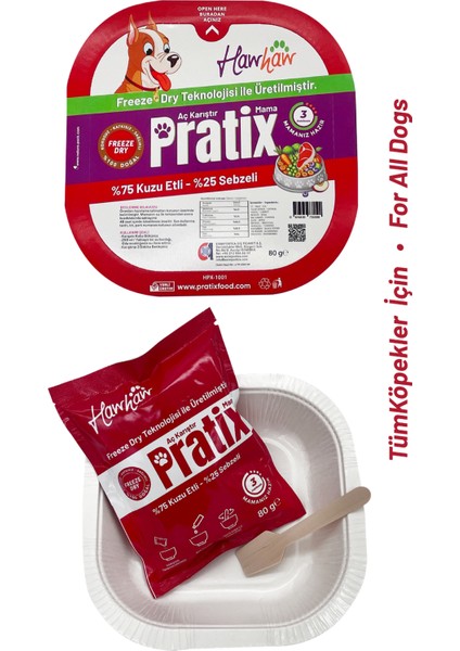 Pratix Aç Karıştır Yeni Nesil Kuzu&sebze Freeze Dry Doğal Katkısız Tabaklı Öğün Köpek Maması modelleri