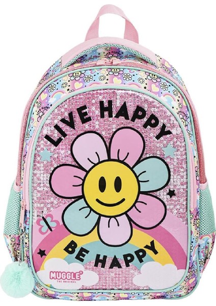 2 Bölmeli Live Happy Okul Sırt Çantası Pembe (MU-9004)