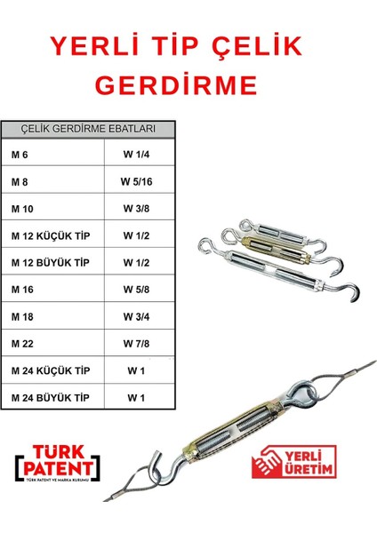 Çelik Halat Yerli Çelik 5/8 Gerdirme
