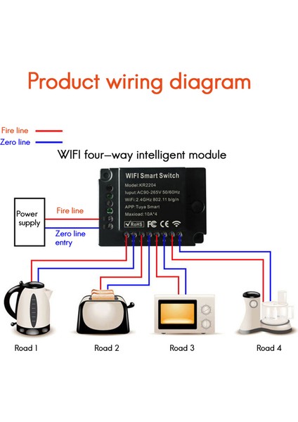 Mini Dıy Wifi Akıllı Işık Anahtarı 4 Çeteli 4 Yönlü Modül Akıllı Yaşam/tuya Uygulaması Kablosuz Uzaktan Kumanda (Yurt Dışından)