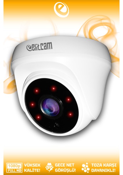 1 Dome Kamera Dome İç Mekan Full HD Gece Görüşlü Irled Kameralı AHD Güvenlik Kamerası
