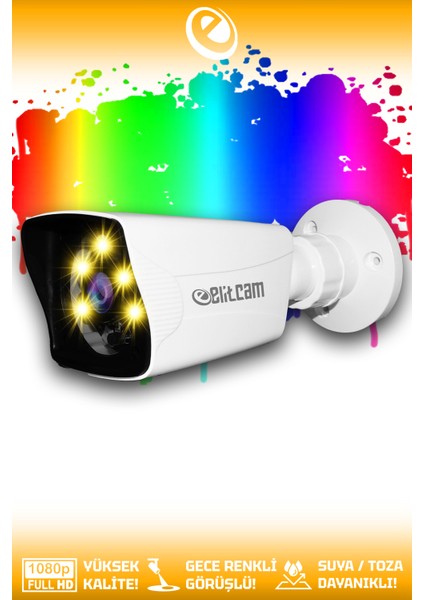 1 Kare Kamera Bullet Dış Mekan Full HD Renkli Gece Görüşlü Warmled Kameralı AHD Güvenlik Kamerası