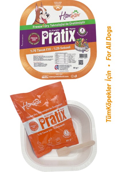 Pratix Aç Karıştır Yeninesil Tavuk&sebze Freeze Dry Doğal Katkısız Tabaklı Öğün Köpek Maması 2x modelleri