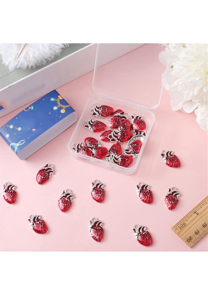 30 Adet Kalp Charms Anatomik Charms 3D Organ Kalpleri Cadılar Bayramı Charms (Yurt Dışından)
