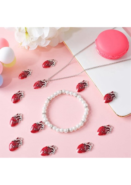 30 Adet Kalp Charms Anatomik Charms 3D Organ Kalpleri Cadılar Bayramı Charms (Yurt Dışından)
