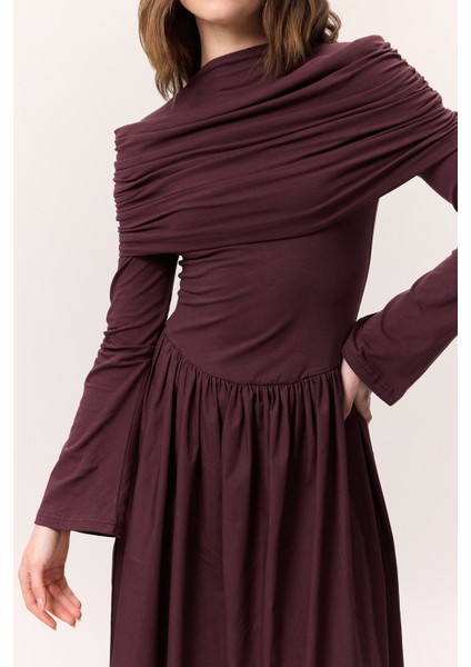 Geniş Etekli Uzun Elbise Bordo fırsatları