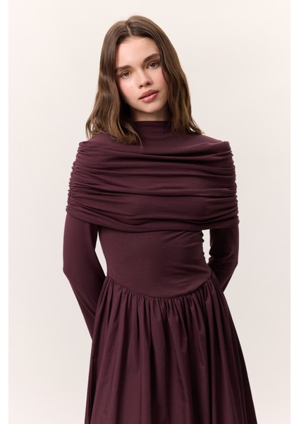 Geniş Etekli Uzun Elbise Bordo indirimleri
