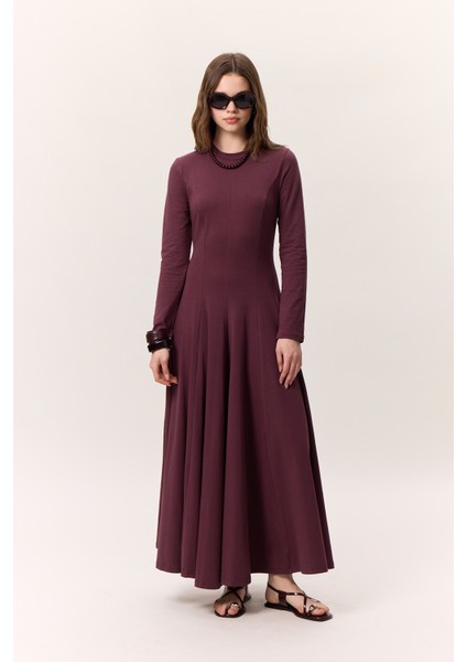 Kuplu Uzun Kollu Elbise Bordo fırsatları