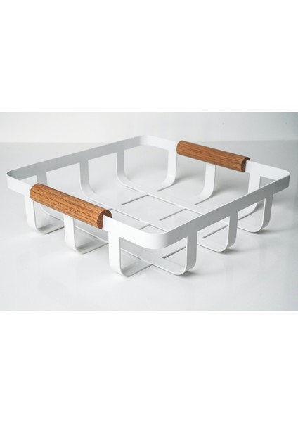 Metal Bambu Saplı Kare Düzenleyici Organizer Sepet