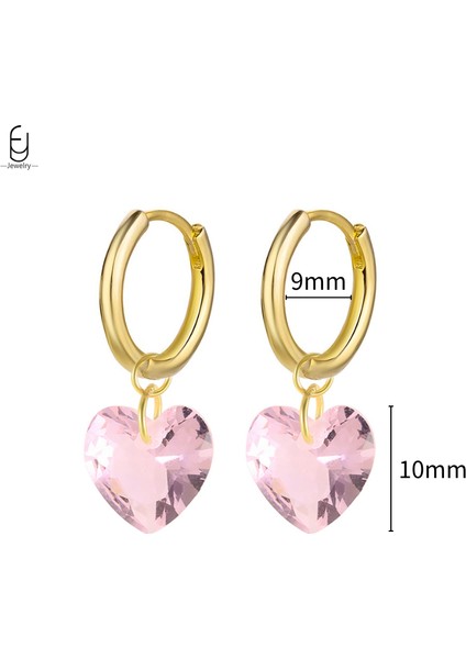 925 Ayar Gümüş Iğne Lüks Pembe Zirkon Altın Küpe Kadınlar Için Kalp Şeklinde Yıldız Kolye Küpe Parti Güzel Takı Hediyeler (Yurt Dışından)