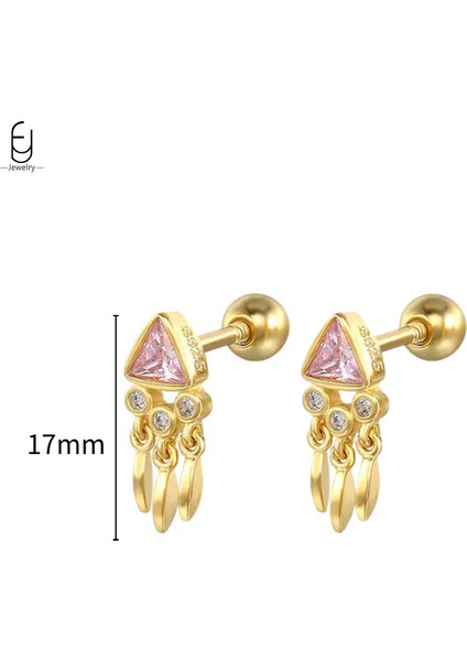 925 Ayar Gümüş Iğne Lüks Pembe Zirkon Altın Küpe Kadınlar Için Kalp Şeklinde Yıldız Kolye Küpe Parti Güzel Takı Hediyeler (Yurt Dışından)