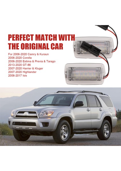 Wish Prius Için 2 Adet Beyaz Kırmızı Araba LED Kapı Nezaket Lambası (Yurt Dışından)