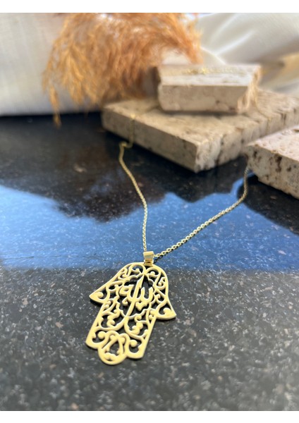 Fatima Hand Şans Madalyon Tasarım Gümüş Kolye