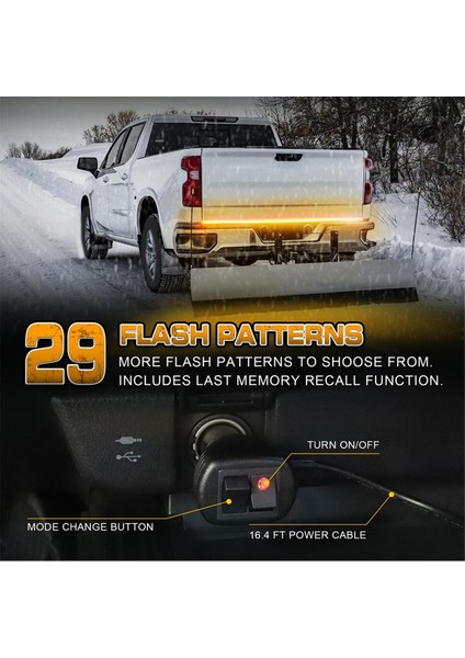 60 Inç Strobe Işık Şeridi LED Arka Lambası Amber (Yurt Dışından)