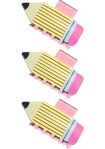 3 Adet Kalem Saç Pençesi Tokaları Komik Öğretmen Saç Tokaları Tokalar Geri (Yurt Dışından)