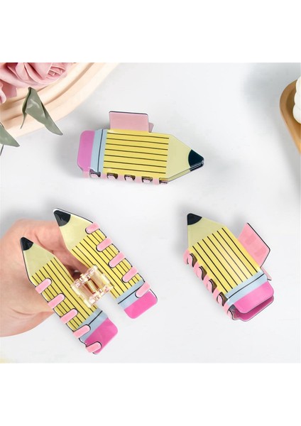 3 Adet Kalem Saç Pençesi Tokaları Komik Öğretmen Saç Tokaları Tokalar Geri (Yurt Dışından) fiyatları