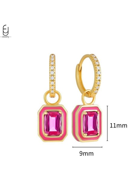 925 Sterling Silver Needle Rose Red Earrings Ladies Water Drop / Heart Shaped Pendant Gold Earrings Fashion Jewelry Gift (Yurt Dışından)