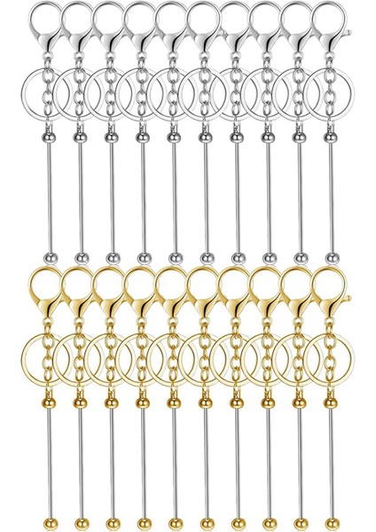 20 Adet Boncuklu Anahtarlık Çubukları Metal Boncuklu Boş Anahtarlıklar (Yurt Dışından)