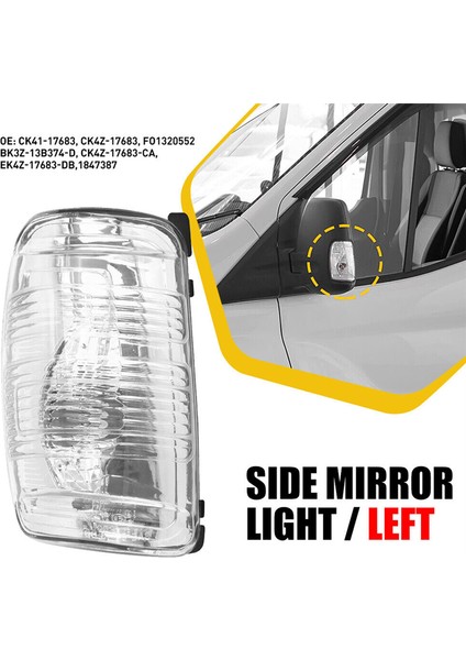 Sol Taraf Ayna Dönüş Sinyal Lambası Mercek Kapağı 15-21 Transit 150 Için (Yurt Dışından)