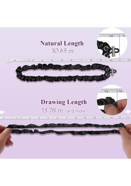 Scrunchies Ayarlanabilir Slip Siyah Saten Saç Bağları 3 Adet (Yurt Dışından) fiyatları