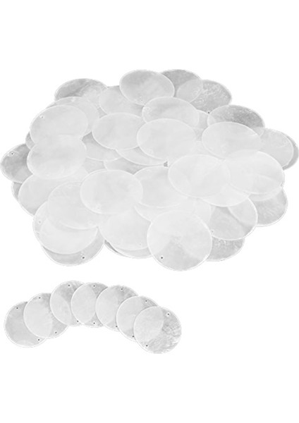 60 Adet 2 Inç Yuvarlak Capiz Kabukları 2 Delikli Yuvarlak Doğal Kabuk (Yurt Dışından)