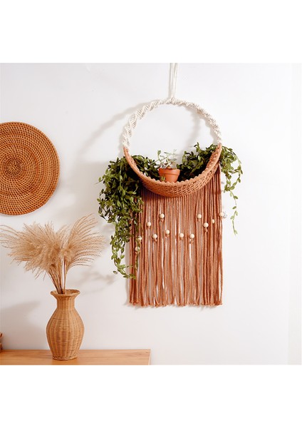 Makrome Duvar Dekoru Tutucu, Boho Asılı Dokuma Sanat Rafı (Yurt Dışından) indirimleri